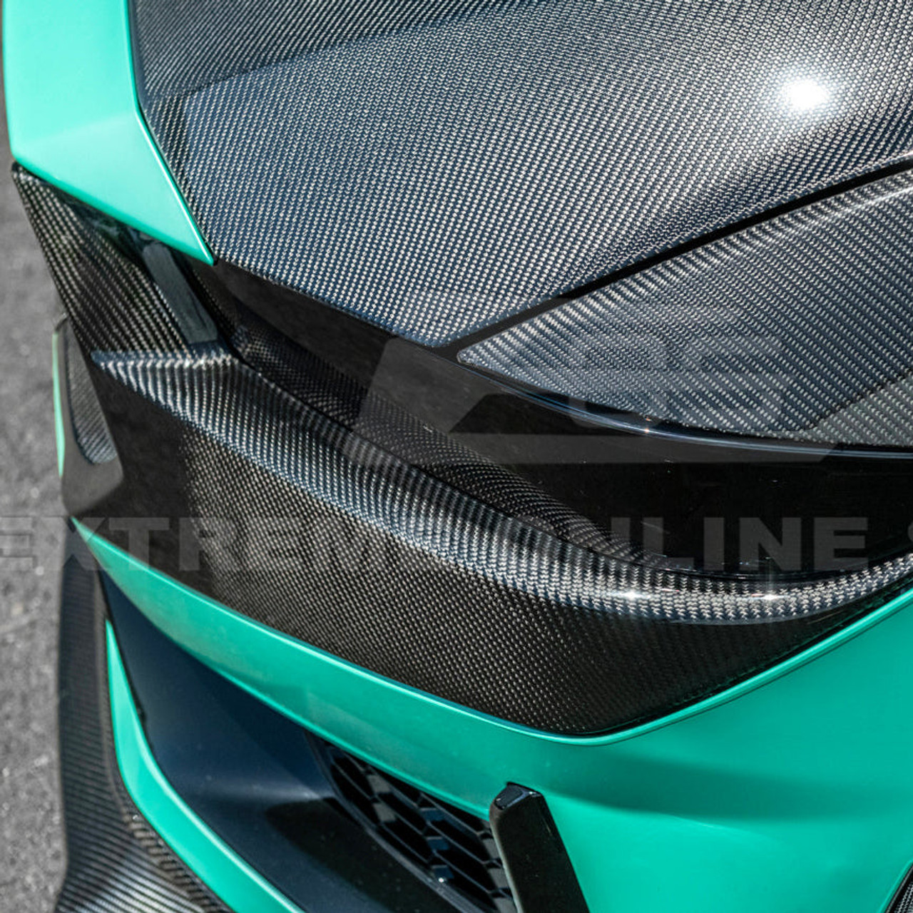 EOS Carbon Fiber Upper Grille Trim - 2024+ Ford Mustang Dark Horse (VENT-892-BKCF_VENT-1240-BKCF)