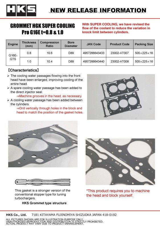 HKS Grommet Head Gasket Super Cooling ProG16E T 1.0 - 23002-AT008 Photo - Close Up