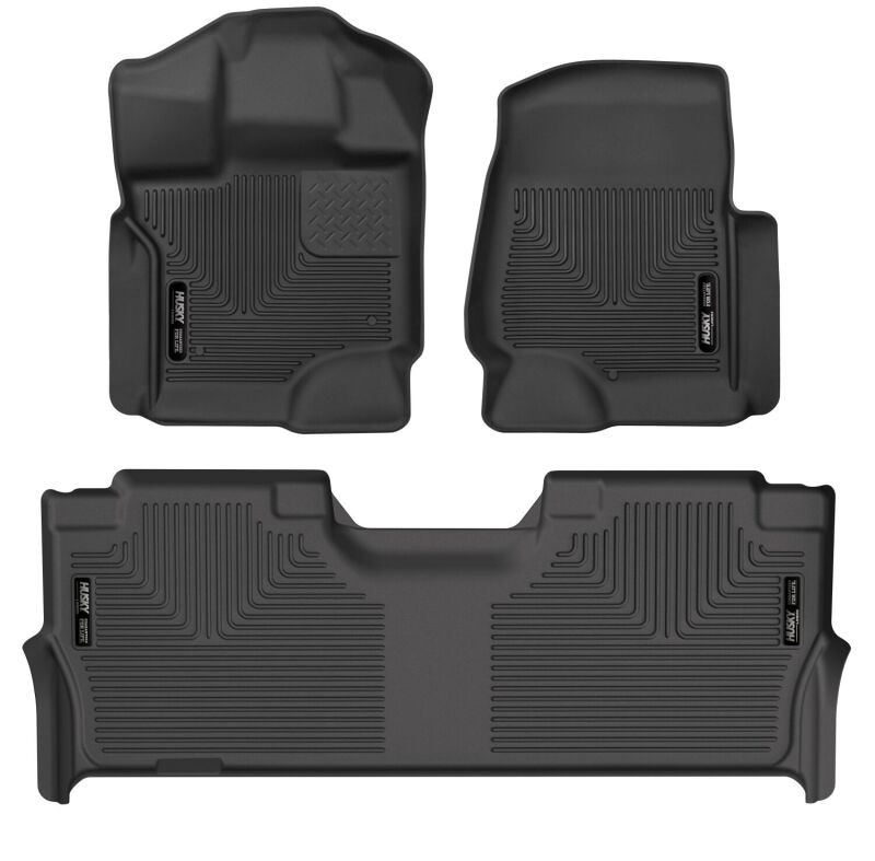 Husky Liners 21-23 Ford F-150 CC SC X-Act Contour Front & Second Row Seat Floor Liners - Black - 53468