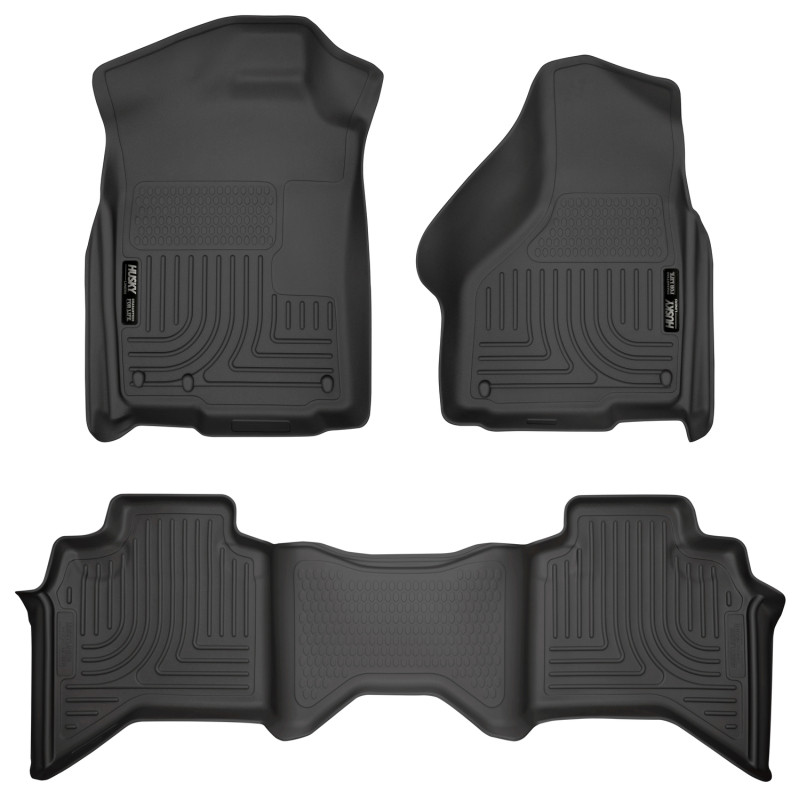 Husky Liners 03-08 Dodge Ram 1500/2500/3500 Quad Cab WeatherBeater Combo Black Floor Liners - 98031