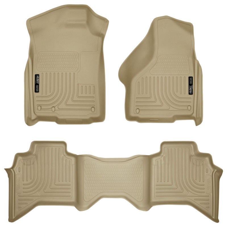 Husky Liners 03-08 Dodge Ram 1500/2500/3500 Quad Cab WeatherBeater Combo Tan Floor Liners - 98033