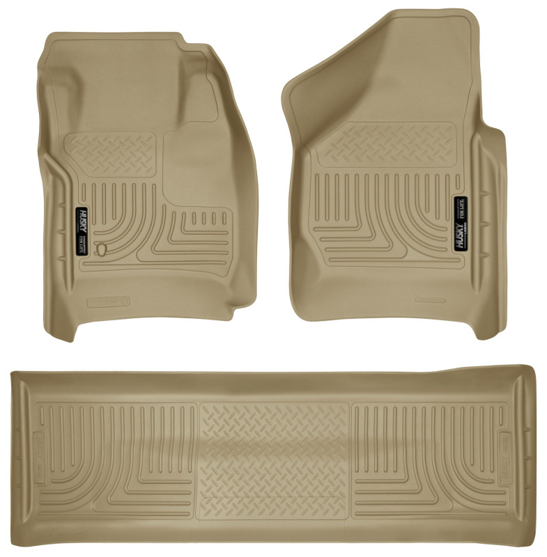Husky Liners 08-10 Ford SD Crew Cab WeatherBeater Combo Tan Floor Liners (w/o Manual Trans Case) - 98383