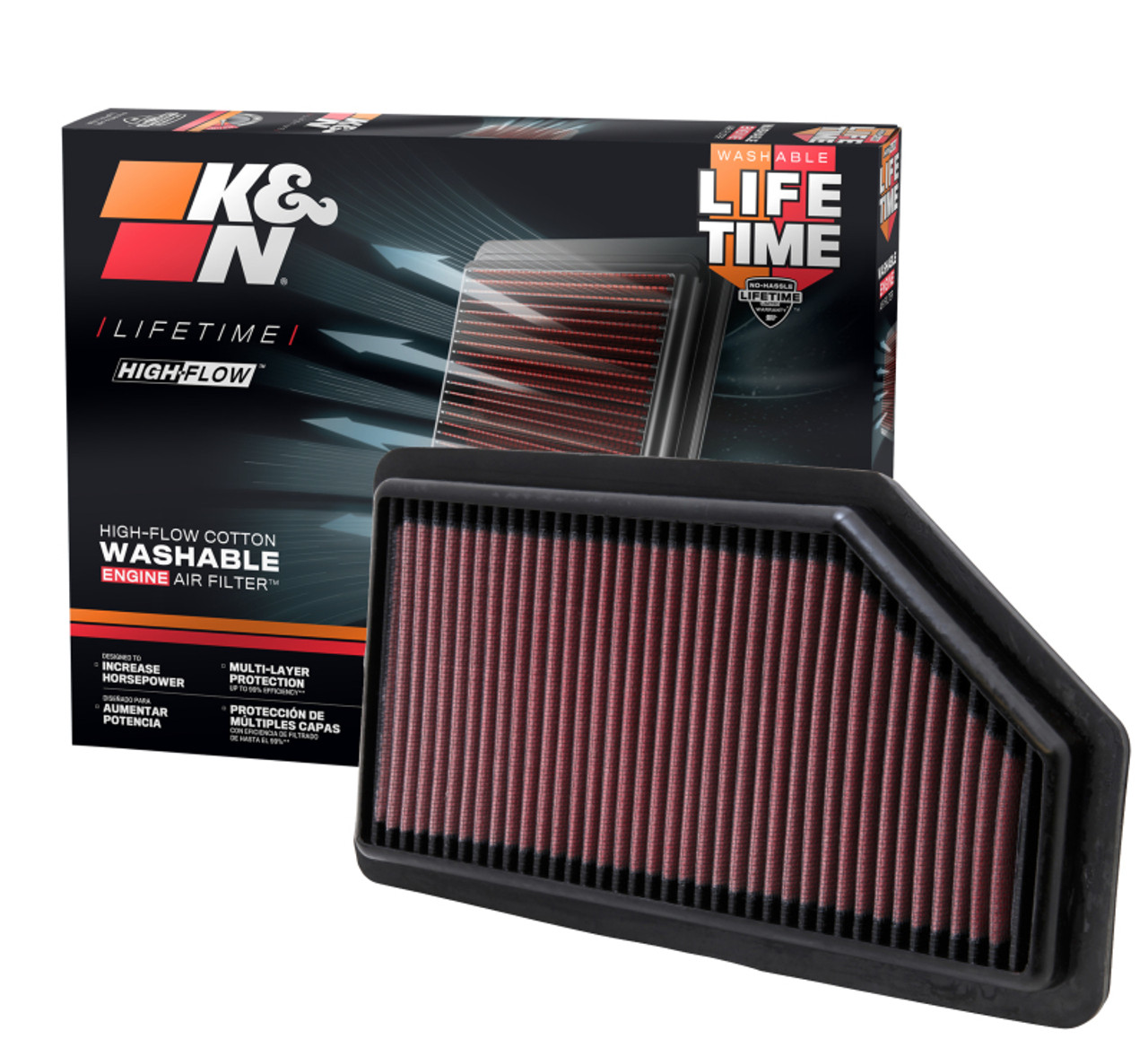 K&N Replacement Air Filter for 11 -12 Honda Odyssey 3.5L V6 - 33-2461