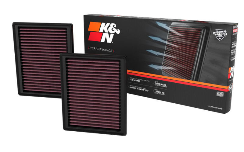 K&N 2023 Nissan Z 3.0L V6 Replacement Air Filter (Includes 2 Filters) - 33-5135