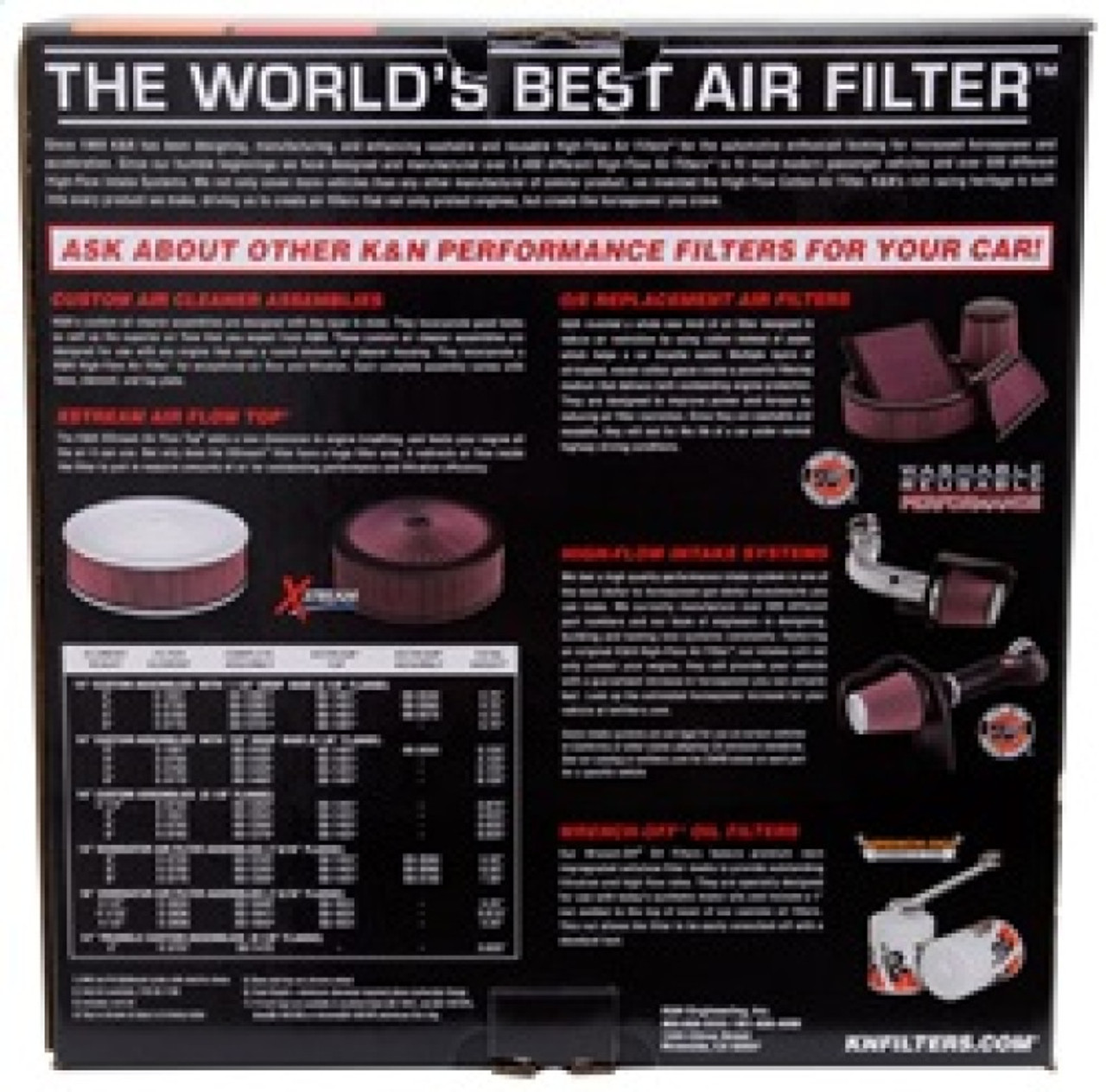 K&N Round Air Filter Assembly 12in ID / 3.063in Height / 5.125in Neck Flange / 7/8in Drop Base - 60-1430