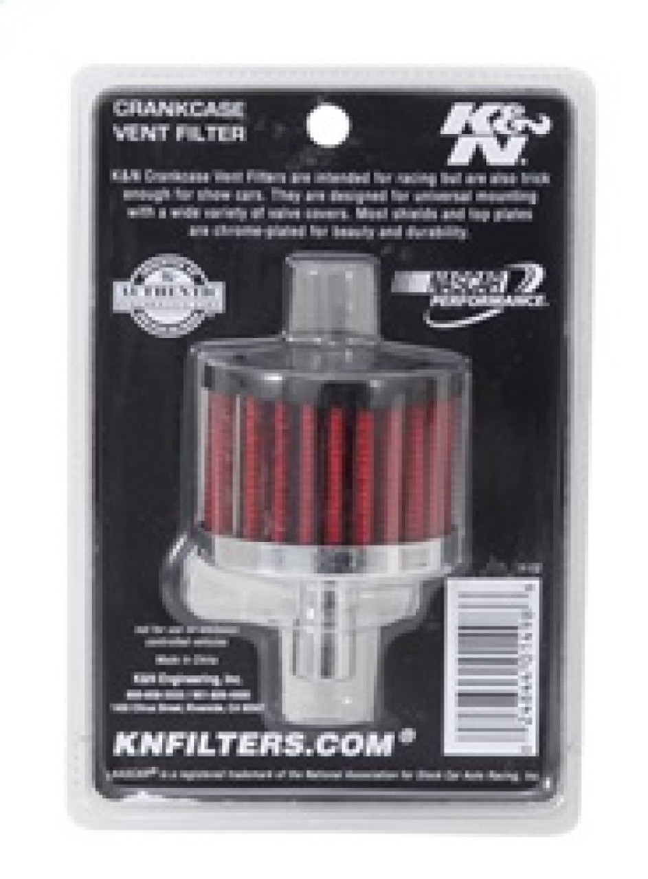 K&N Steel Base Crankcase Vent Filter .5in Vent OD x 2in OD x 1.5in Height - 62-1010