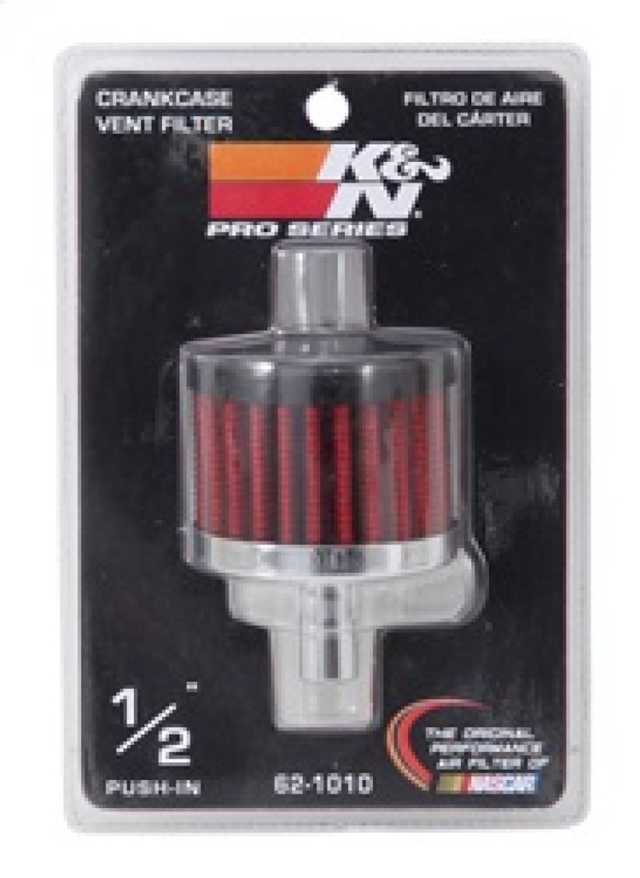 K&N Steel Base Crankcase Vent Filter .5in Vent OD x 2in OD x 1.5in Height - 62-1010