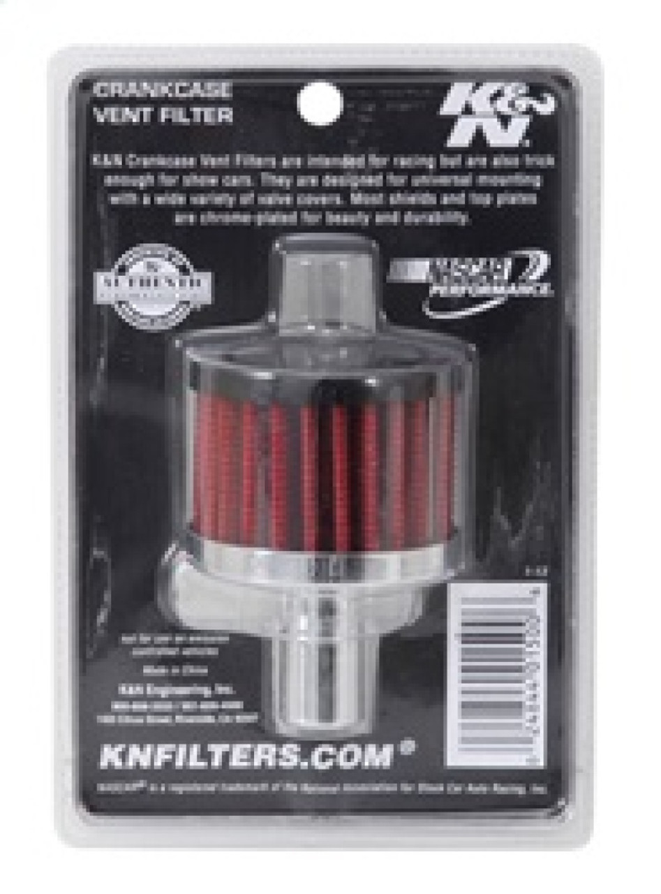 K&N Steel Base Crankcase Vent Filter .625in Vent OD x 2in OD x 1.5in Height - 62-1020