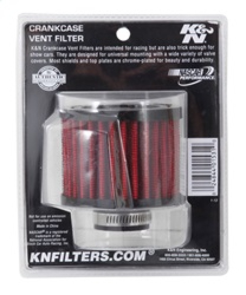 K&N 1 inch ID 3 inch OD 2.375 inch H Rubber Base Crankcase Vent Filter - 62-1410