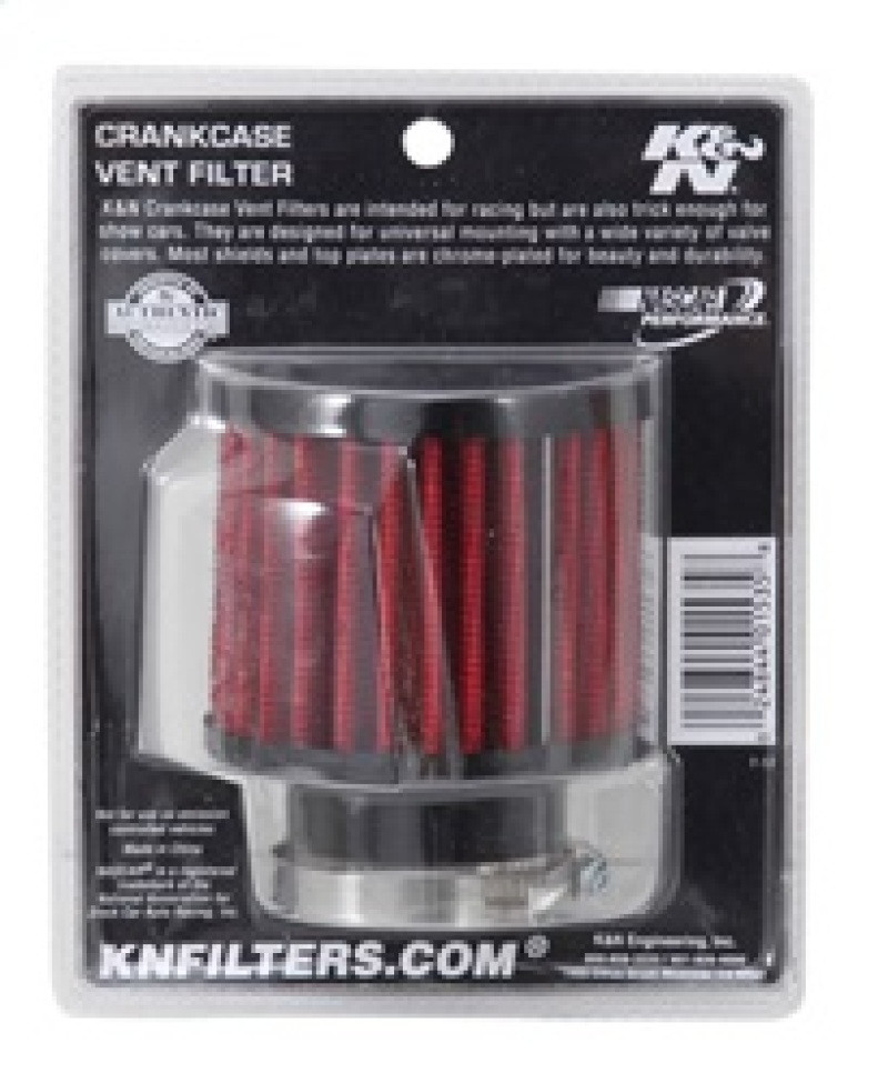 K&N 1.5in Flange ID x 3in OD x 2.5in H Rubber Base Crankcase Vent Filter - 62-1450