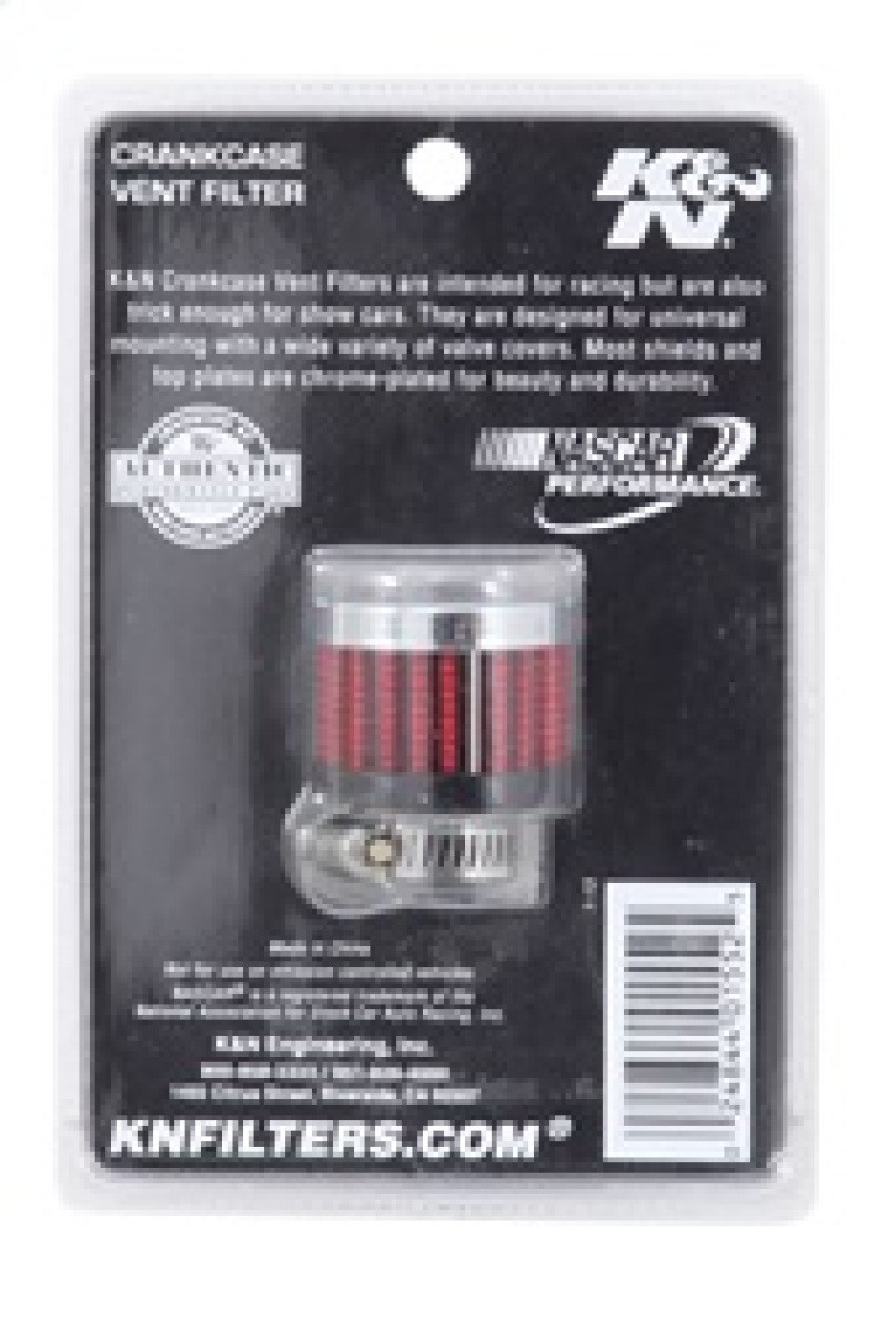 K&N Rubber Base Crankcase Vent Filter - 0.55in Flange ID 1.375in OD 1.125in Height - 62-2480