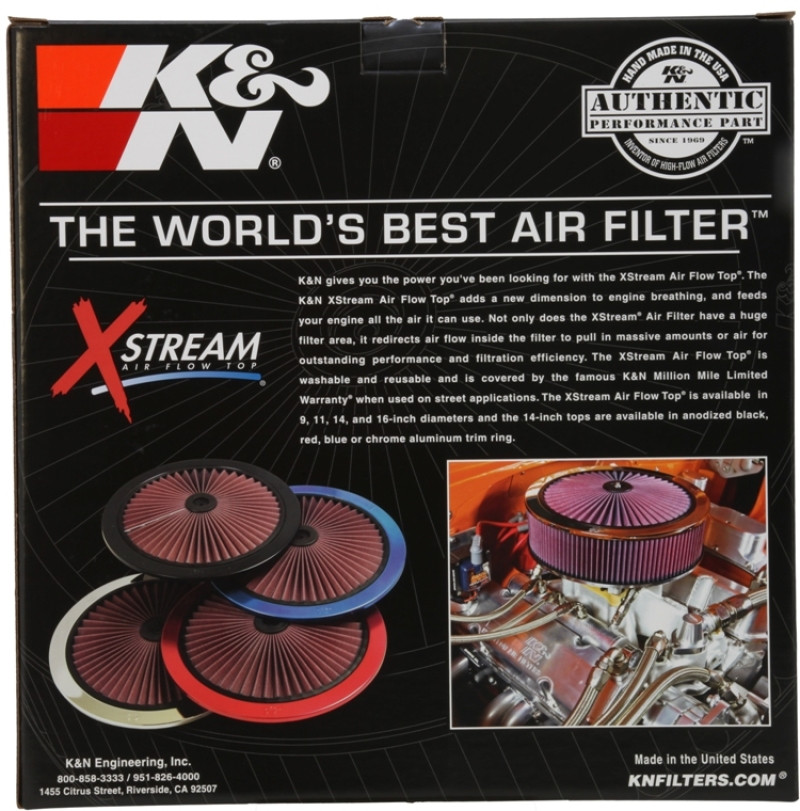 K&N X-Stream Top Filter X-Stream 16in OD - Black - 66-1601