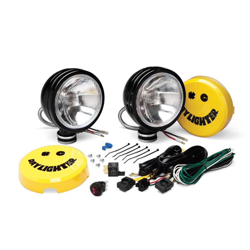 KC HiLiTES Daylighter 6in. Halogen Light 100w Spread Beam (Pair Pack System) - Black SS - 234