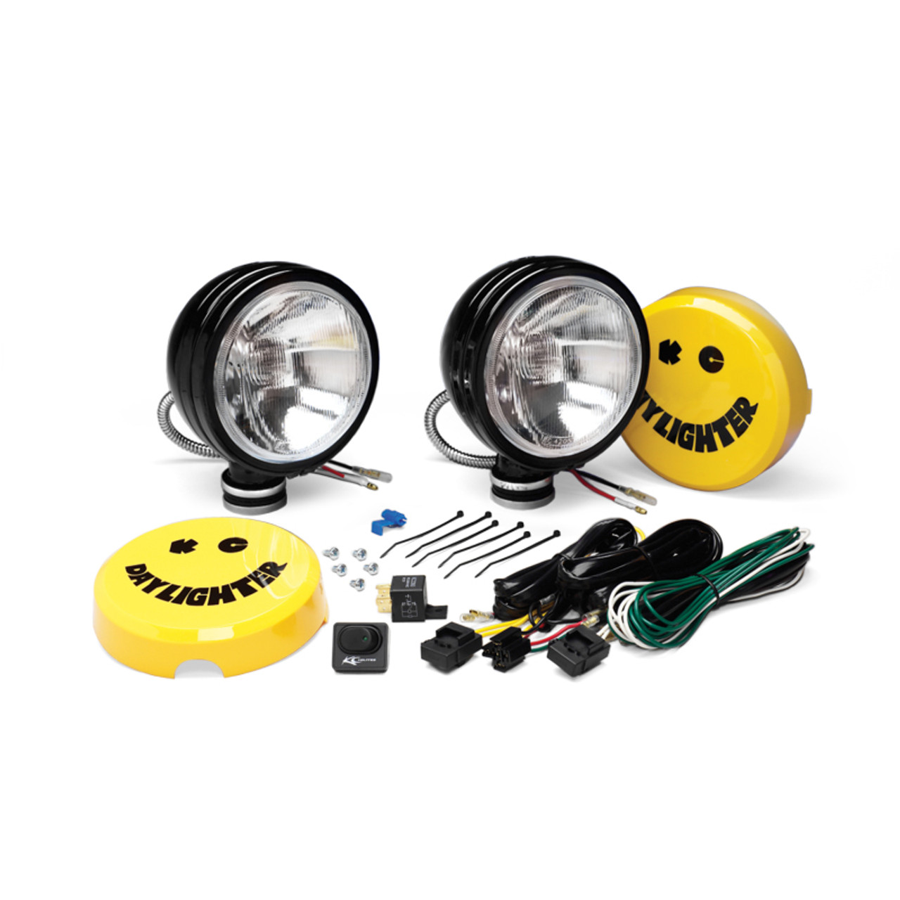 KC HiLiTES Daylighter 6in. Halogen Light 100w Spread Beam (Pair Pack System) - Black SS - 234