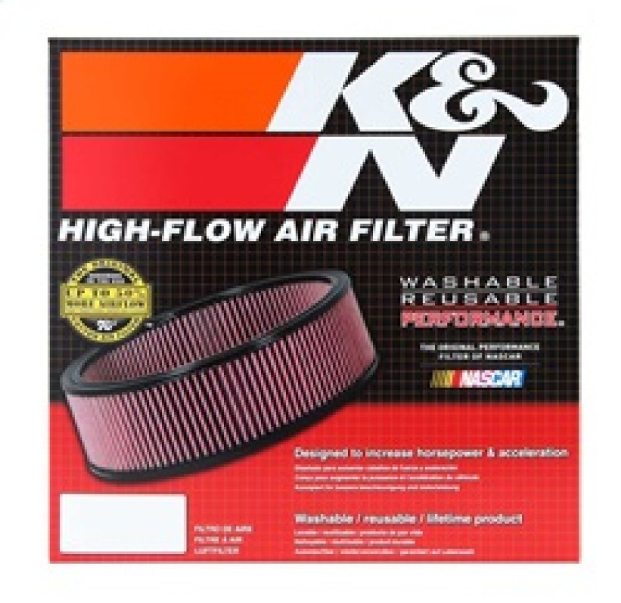 K&N Universal Custom Air Filter - Oval Shape 11.5in Outer Length / 8.125in Outer Width / 4in Height - E-3504