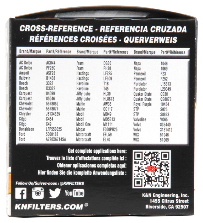 K&N Oil Filter OIL FILTER; AUTOMOTIVE - HP-1011