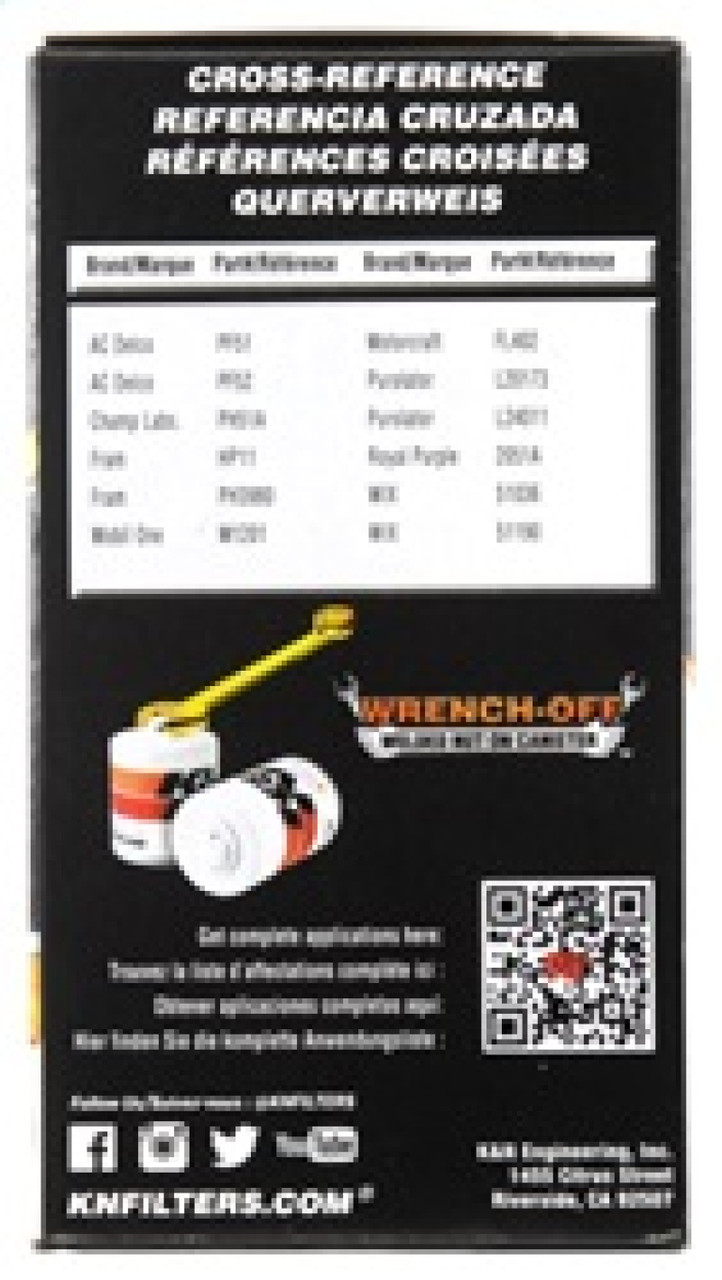 K&N Oil Filter OIL FILTER; AUTOMOTIVE - HP-2001