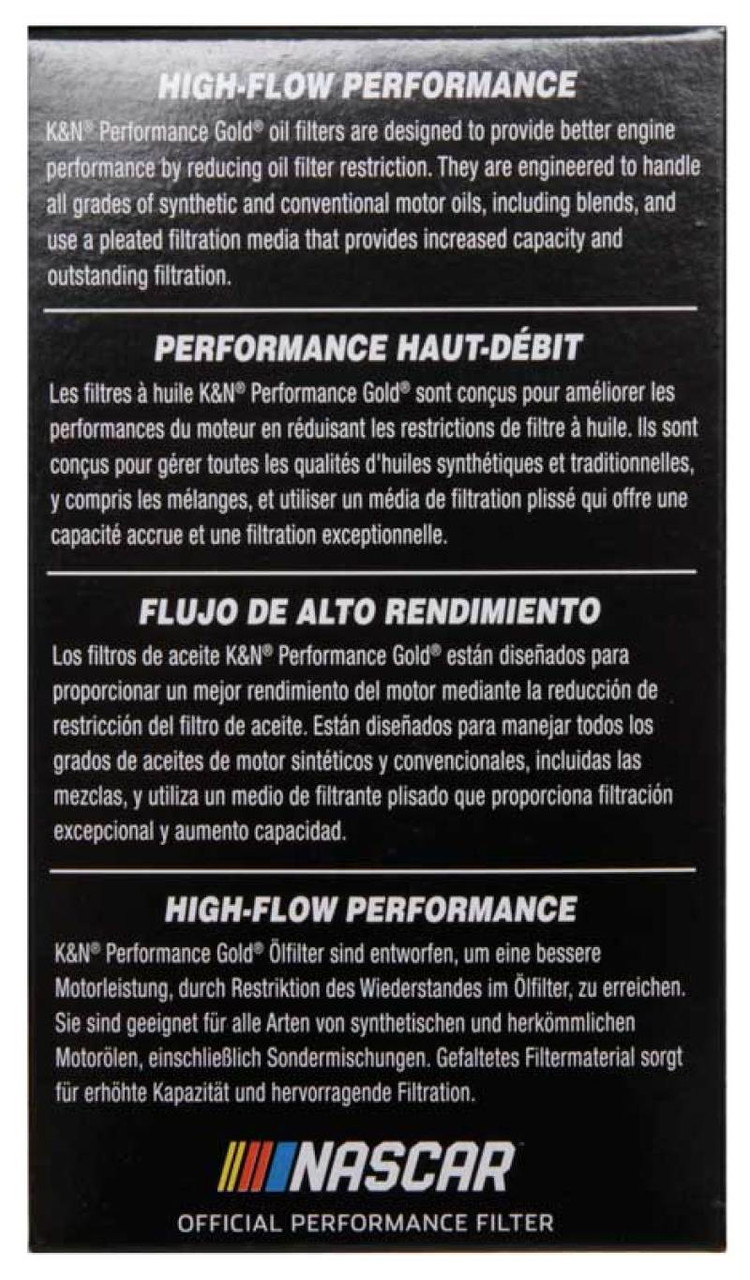 K&N Performance Gold Oil Filter for Hyundai/Kia V6 06-08 Azera/Sonata/Sedona/07-08 Santa Fe - HP-7022