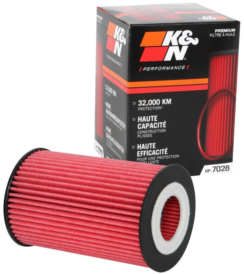 K&N Performance Oil Filter for 2010+ Mercedes Benz GLE350D 3.0L V6 DSL 2.75in OD x 3.625in H - HP-7028