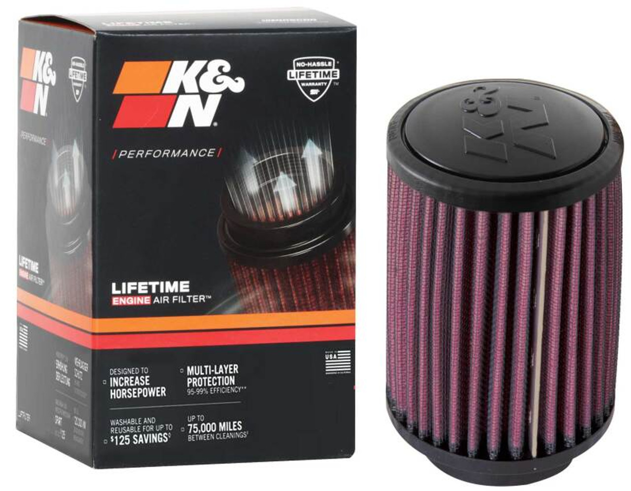 K&N Universal Rubber Filter 2.125in Flange ID 3.5in Base OD 3.5in Top OD 5in Height - RB-0510