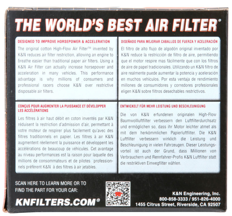 K&N Universal Clamp-On Air Filter 1 7/8 in FLG / 3in B / 2in T / 3in H - RC-1090