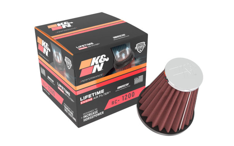 K&N Universal Chrome Filter 2.063in Flange ID x 3.5in Base OD x 2in Top OD x 4in H - RC-1200