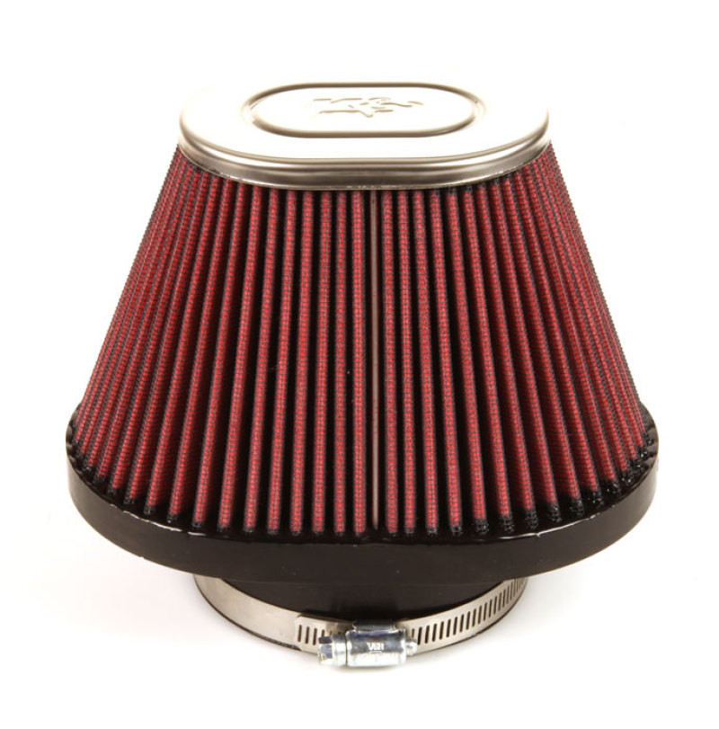 K&N Universal Chrome Filter-Oval Tapered 4in Flg ID x 5.375in Base O/S W x 3.313in Top O/S W - RC-1680
