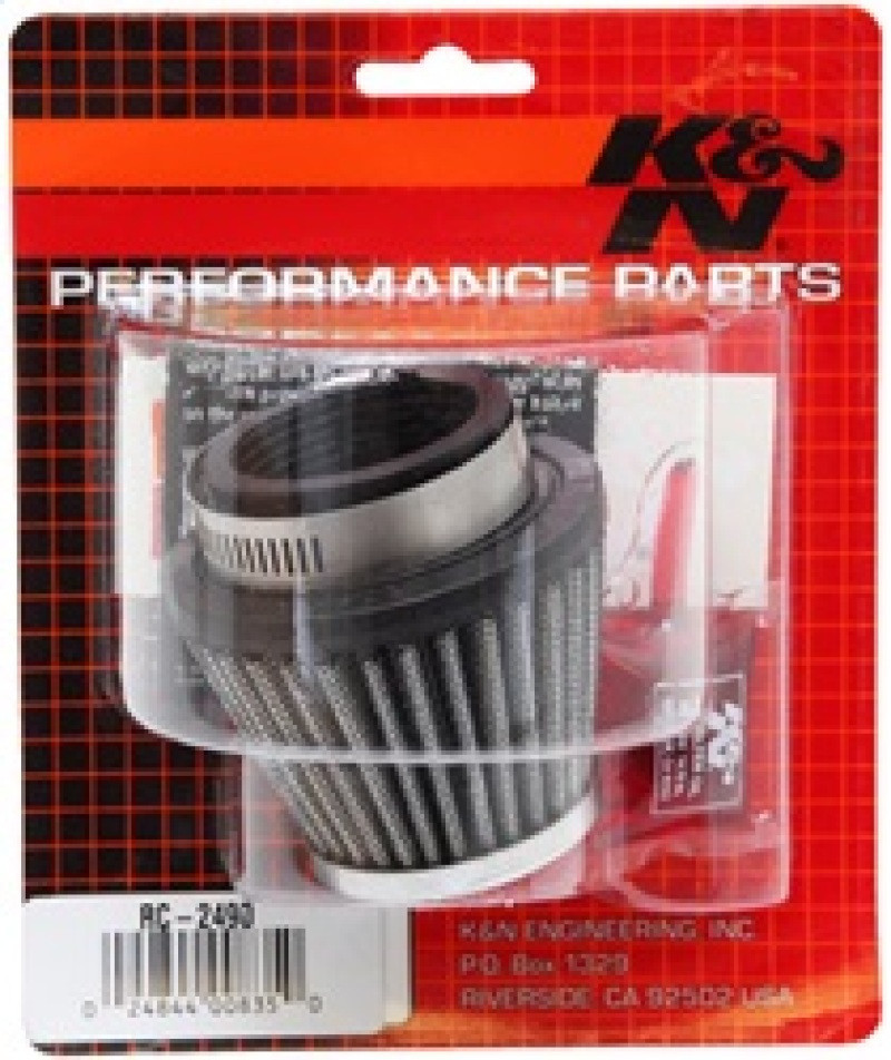 K&N Universal Chrome Filter - Round Tapered - 3in Base OD x 2in Top OD x 2.375in H - RC-2490