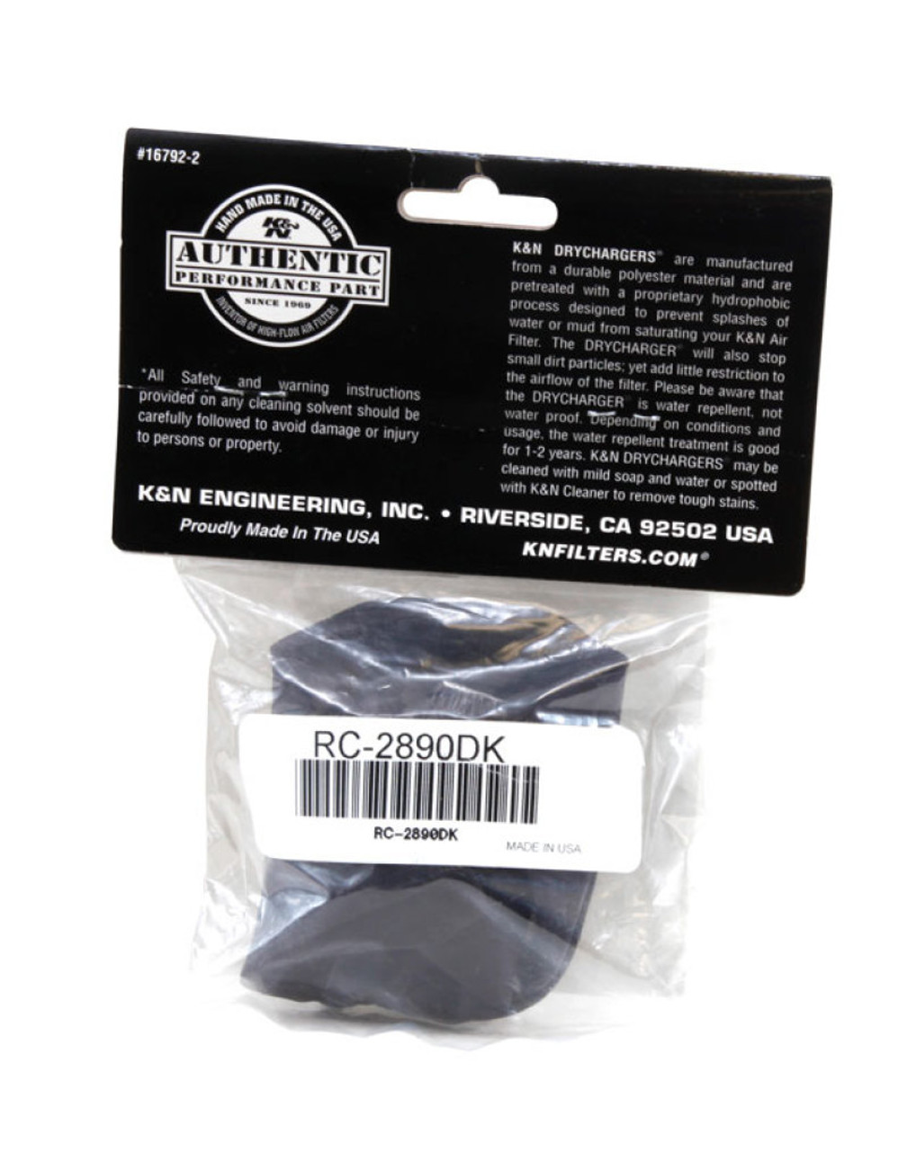 K&N Air Filter Wrap Drycharger RC-2890 Black - RC-2890DK