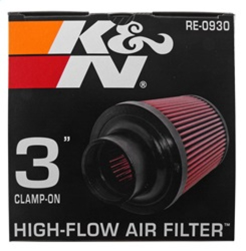 K&N Universal Rubber Filter - Round Tapered 6in Base OD x 3in Flange ID x 6in H - RE-0930