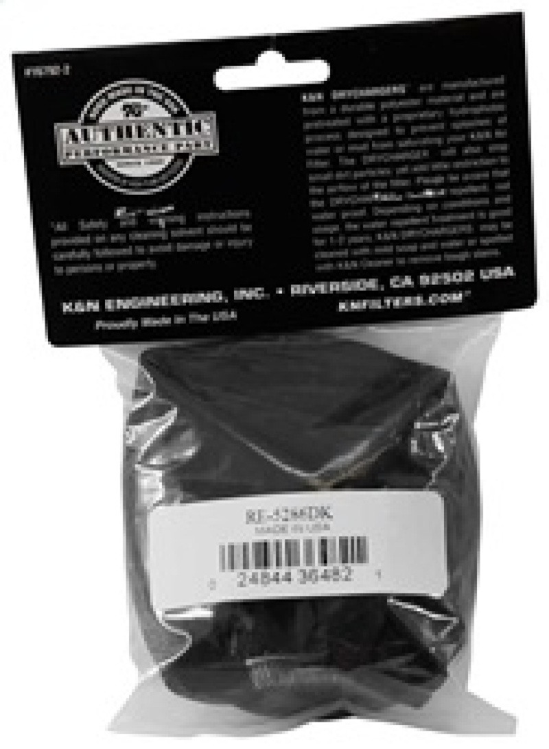 K&N Black Drycharger Rectangle Straight Air Filter Wrap - Black - RE-5286DK