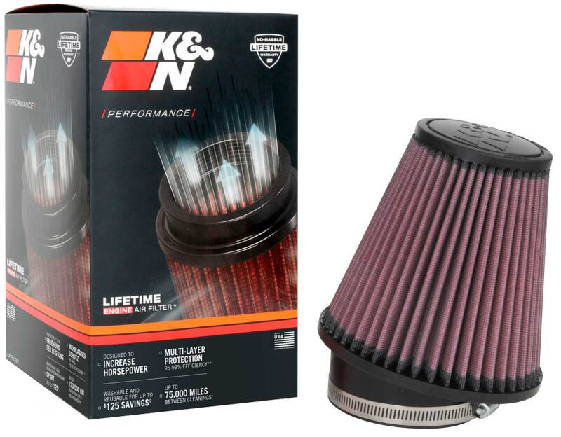 K&N Filter Universal Rubber Filter 3 1/2 inch 10 Degree Flange 5 3/4 inch OD 6 inch Height - RU-1035