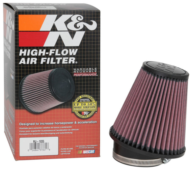 K&N Filter Universal Rubber Filter 3 1/2 inch 10 Degree Flange 5 3/4 inch OD 6 inch Height - RU-1035