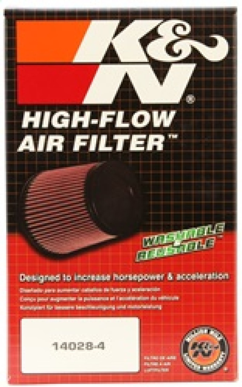 K&N Filter Universal Rubber Oval Straight 4.5in OL x 3.75in OW x 7in Height 20 Degree Angle - RU-1390