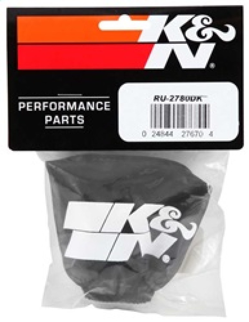 K&N Air Filter Wrap Black Oval Tapered 3.75in Base I/S Width x 2.5in Top I/S Width x 2.75in H - RU-2780DK