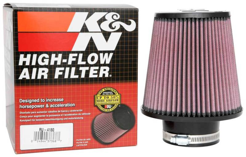 K&N Universal Clamp-On Air Filter 3in FLG / 6in B / 4-1/2in T / 6in H - RU-4180