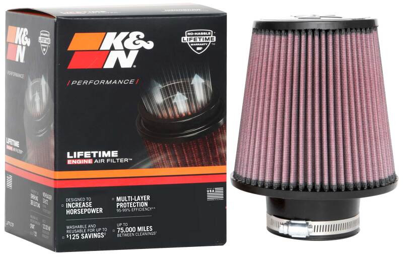 K&N Universal Clamp-On Air Filter 3in FLG / 6in B / 4-1/2in T / 6in H - RU-4180