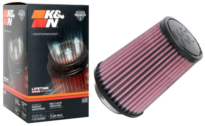 K&N Universal Rubber Filter 2-1/2in Flg / 4-1/2in OD B / 3-1/2in OD T / 6in H - Black Top - RU-5062XD