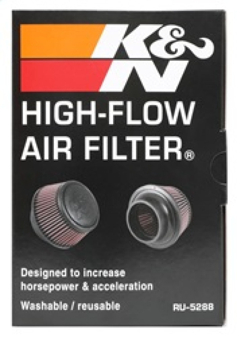 K&N Universal Round Clamp-On Air Filter 3in Flange ID x 6in Base OD x 4.625in Top OD x 3in Height - RU-5288