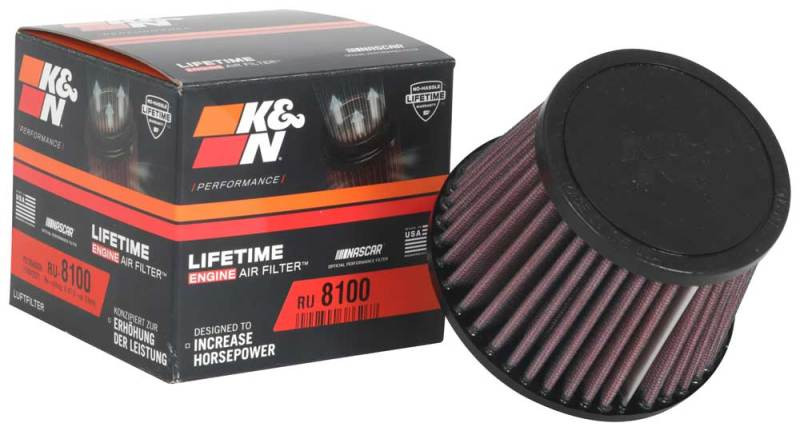 K&N Universal Clamp-On Air Filter 2-1/2in FLG / 4-1/2in B / 3-1/2in T / 3-3/16in H - RU-8100