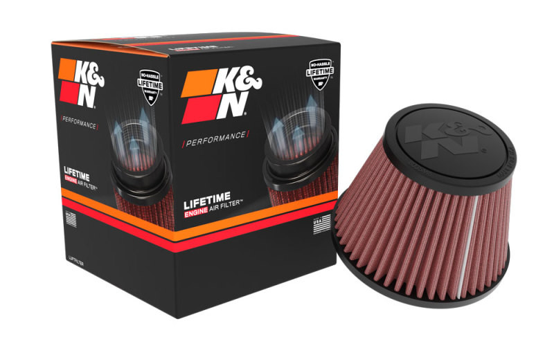 K&N Universal Clamp-on Air Filter 2in Flange ID 5-3/16in Base 3-1/2in Top 3-11/16in Height w/ Vent - RU-9920