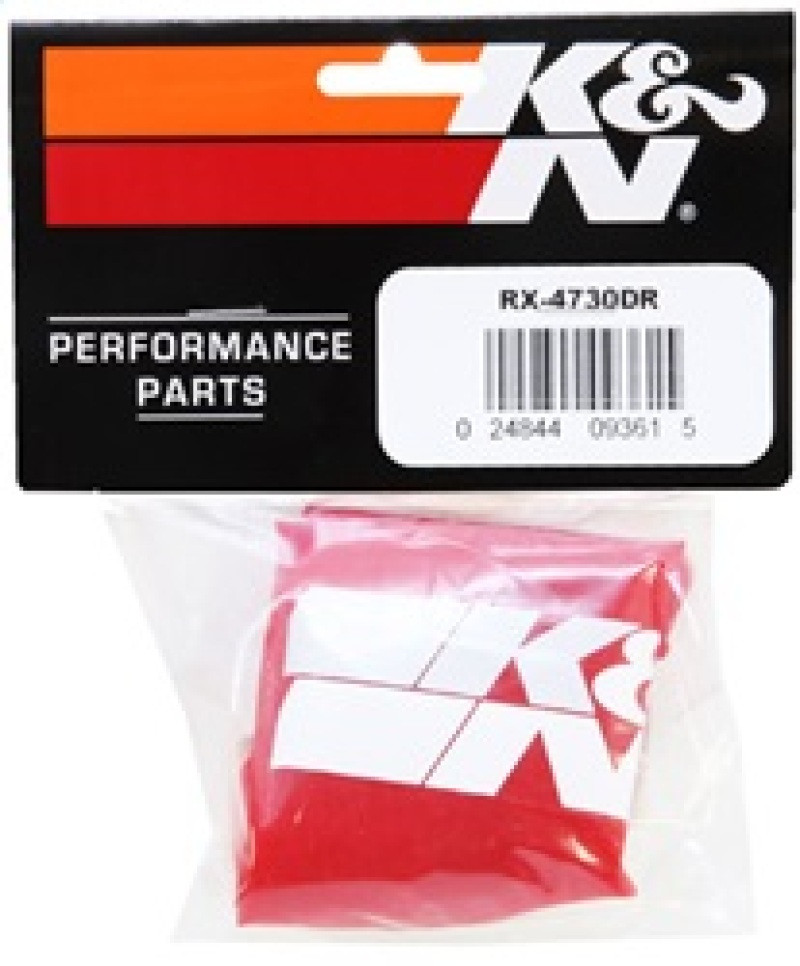 K&N Drycharger Air Filter Wrap Red 6in Base ID x 5in Top ID x 6.5in Height - RX-4730DR