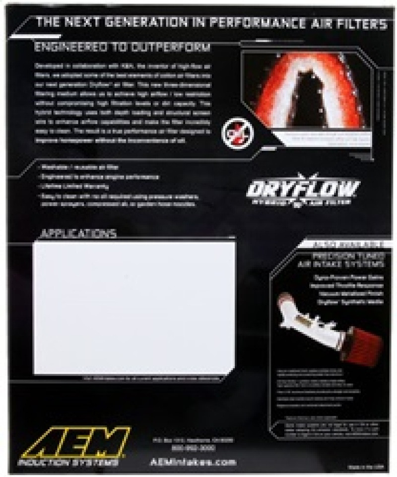 AEM Silverado/Sierra/Avalanche/Tahoe/Yukon 12.625in O/S L x 10in O/S W x 1.75in H DryFlow Air Filter - 28-20129