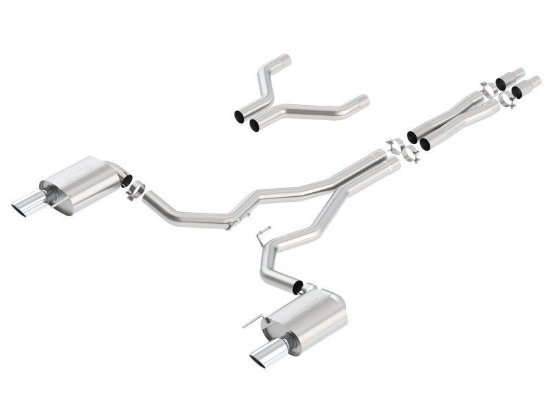 Borla S-Type Catback Exhaust w. Polished Tips w. Front Pipes - 15-17 Mustang GT