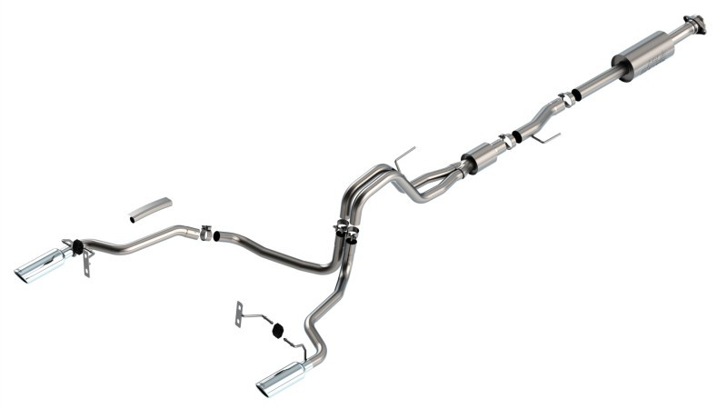 Borla F-150 2021 5.0L 4dr CC SB EC STB Lariat/KR/Platinum/LTD 3/2.25 SRE Cat-Back S-Type CHR Tips - 140866