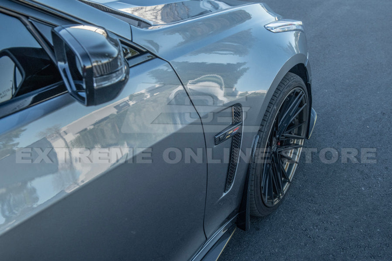 EOS Carbon Fiber Front Splash Guads - 16-19 Cadillac CTS-V (MF-550-BKCF)