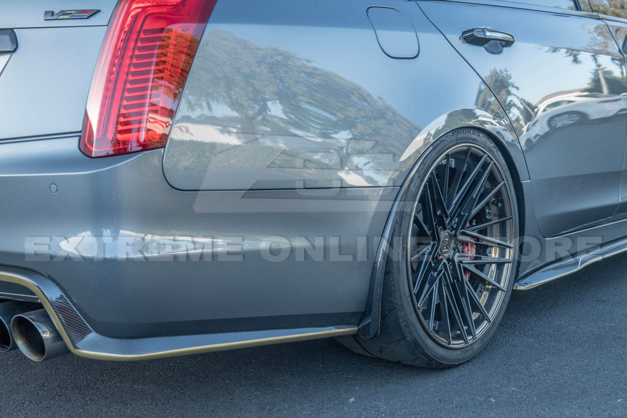 EOS Carbon Fiber Rear Splash Guads - 16-19 Cadillac CTS-V (MF-551-BKCF)