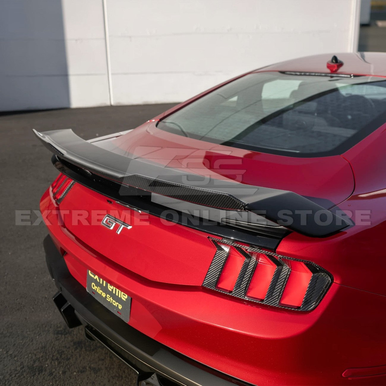 EOS Rear Spoiler w. Carbon Fiber Wickerbill - Matte Black - 24+ Mustang S650 (SPOILER-891-ABS_SPLITTER-752-BKCF)