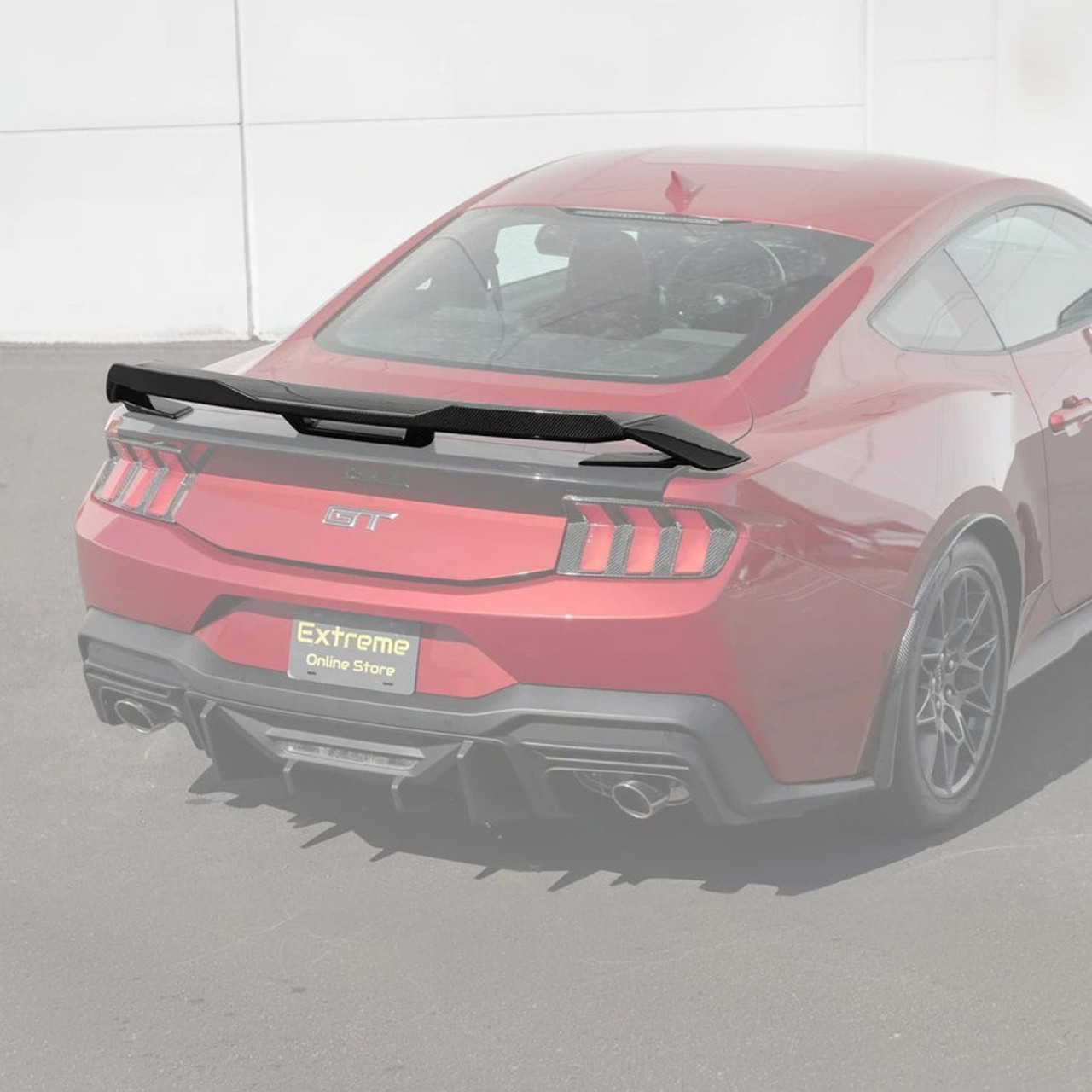 EOS Rear Spoiler w. Carbon Fiber Wickerbill - Gloss Black - 24+ Mustang S650 (SPOILER-891-V2-ABS_SPLITTER-752-BKCF)