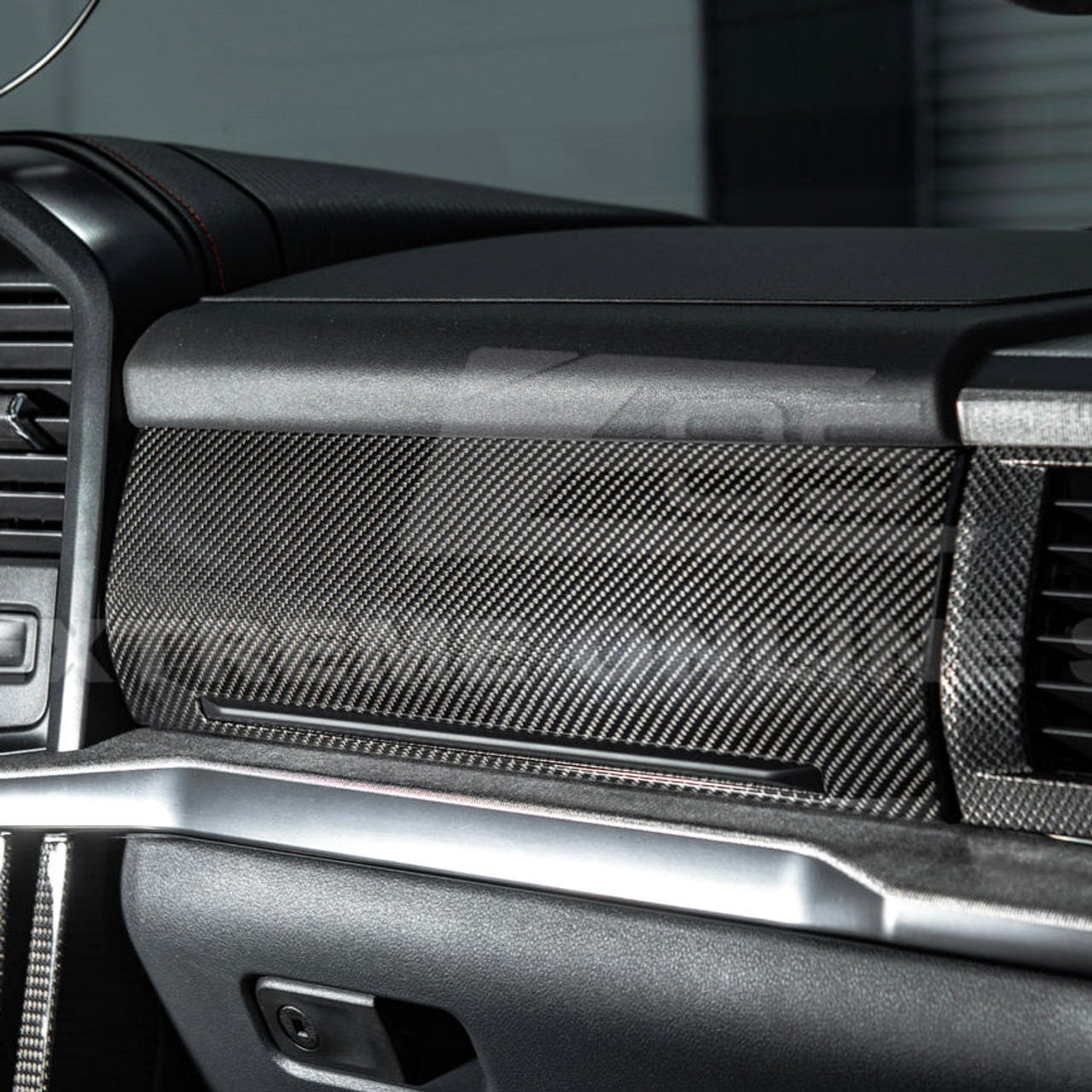 EOS Carbon Fiber Glovebox Cover - 21+ Ford F150 (VENT-997-BKCF)